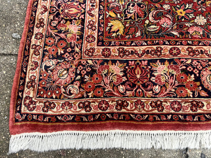 Large Antique Persian Sarouk Rug 11x18, Red, Floral Allover, Palace Size Wool Handmade Carpet