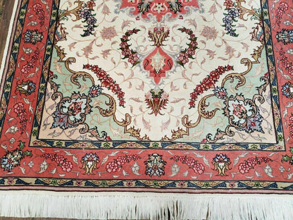 Turkish Rug Handmade Vintage Floral Oriental Wool 40 By 57 Inches