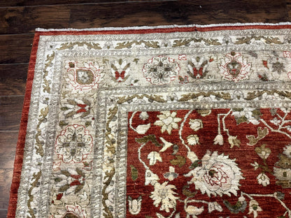 Pakistani Peshawar Rug 10x13, Burnt Orange, Large Handmade Wool Carpet