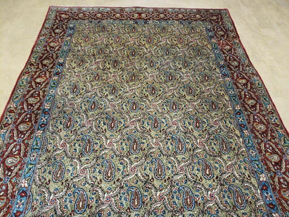 Hand Knotted Turkish Wool Rug Vintage 1960s One Of A Kind Paisley Boteh Design
