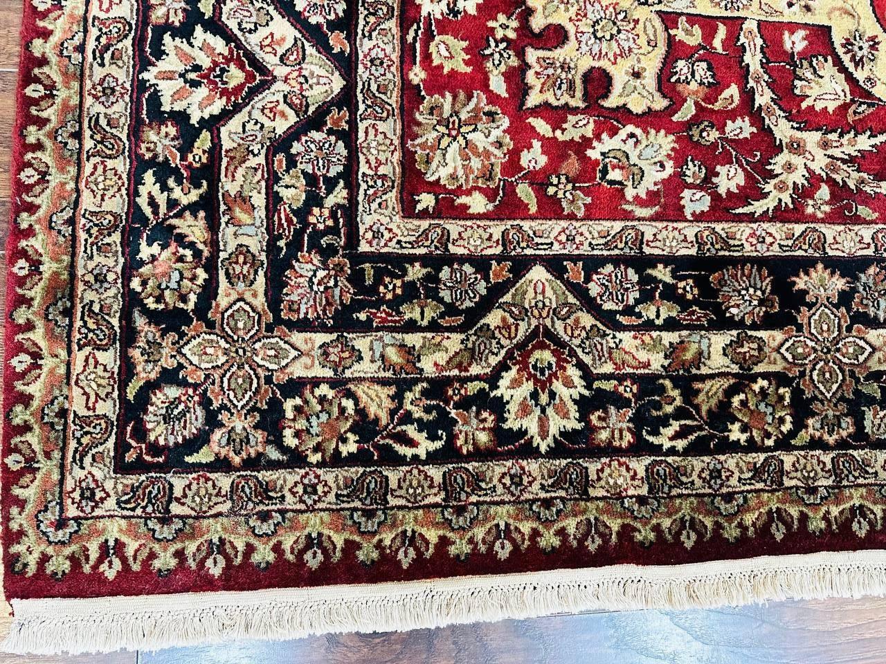 Indo Persian Rug 8x10 Red Vintage Wool Traditional Floral Handmade Carpet