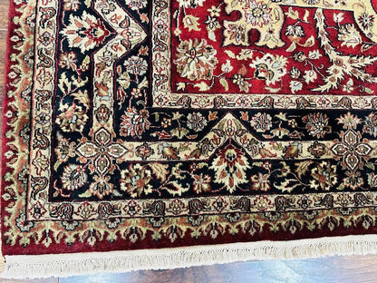 Indo Persian Rug 8x10 Red Vintage Wool Traditional Floral Handmade Carpet