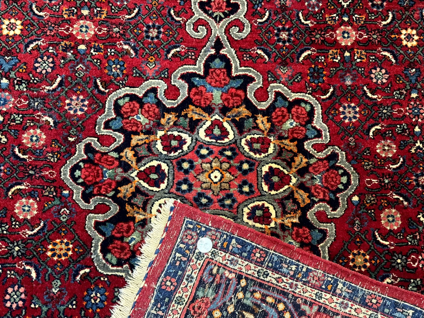 Antique Persian Rug 5x7, Red, Fine 260 KPSI, Bidjar Carpet