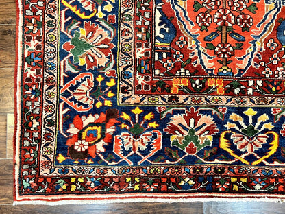 Large Persian Bakhtiari Rug 10x14, Rare Perisan Tribal Rug, Red Blue Ivory Multicolor, Hand Knotted, Semi Antique Carpet