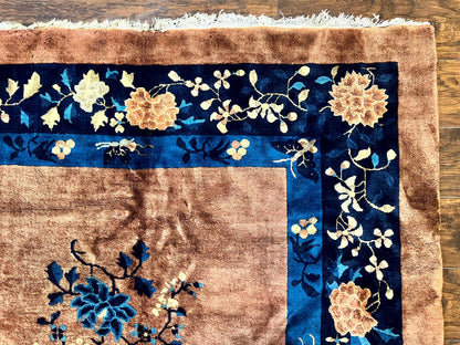 Antique Chinese Wool Rug 9x12 Hand Knotted Peking Carpet Handmade