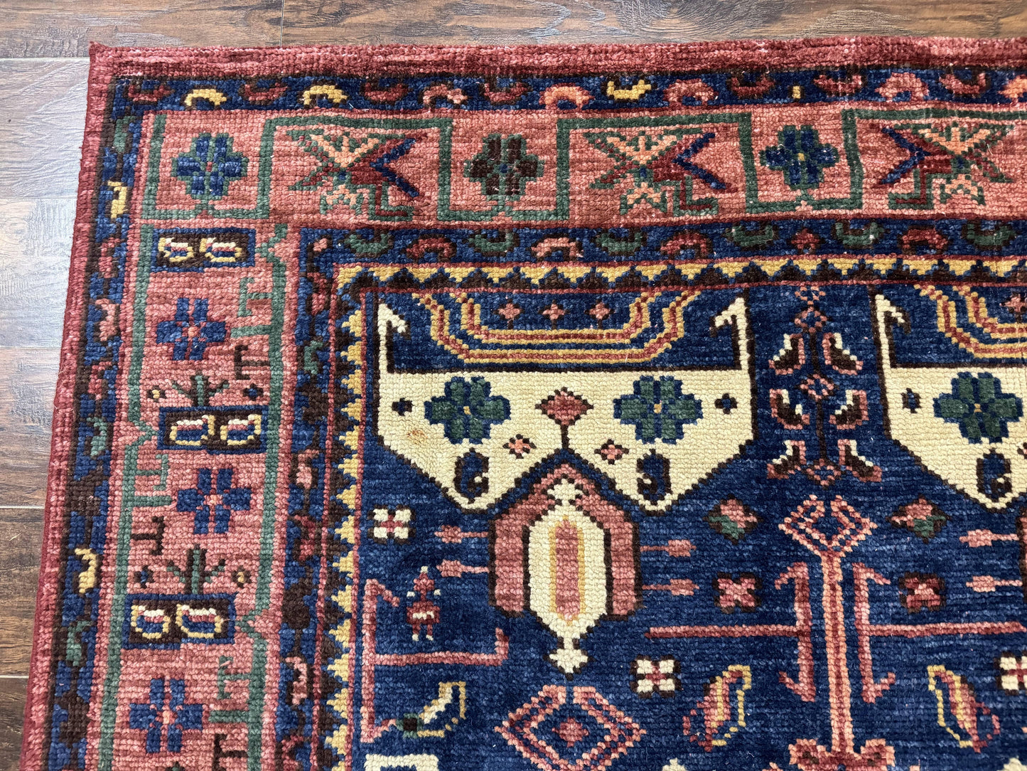 Heriz Rug Persian Tribal Design Hand Knotted Wool 6x9 Vintage