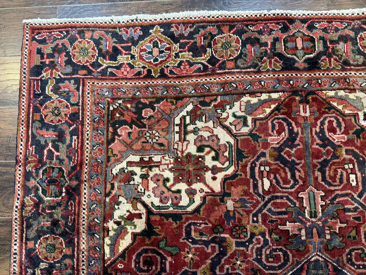 Heriz Rug 6 Foot 6 In By 9 Foot 3 In Wool Persian Carpet With Geometric Medallion