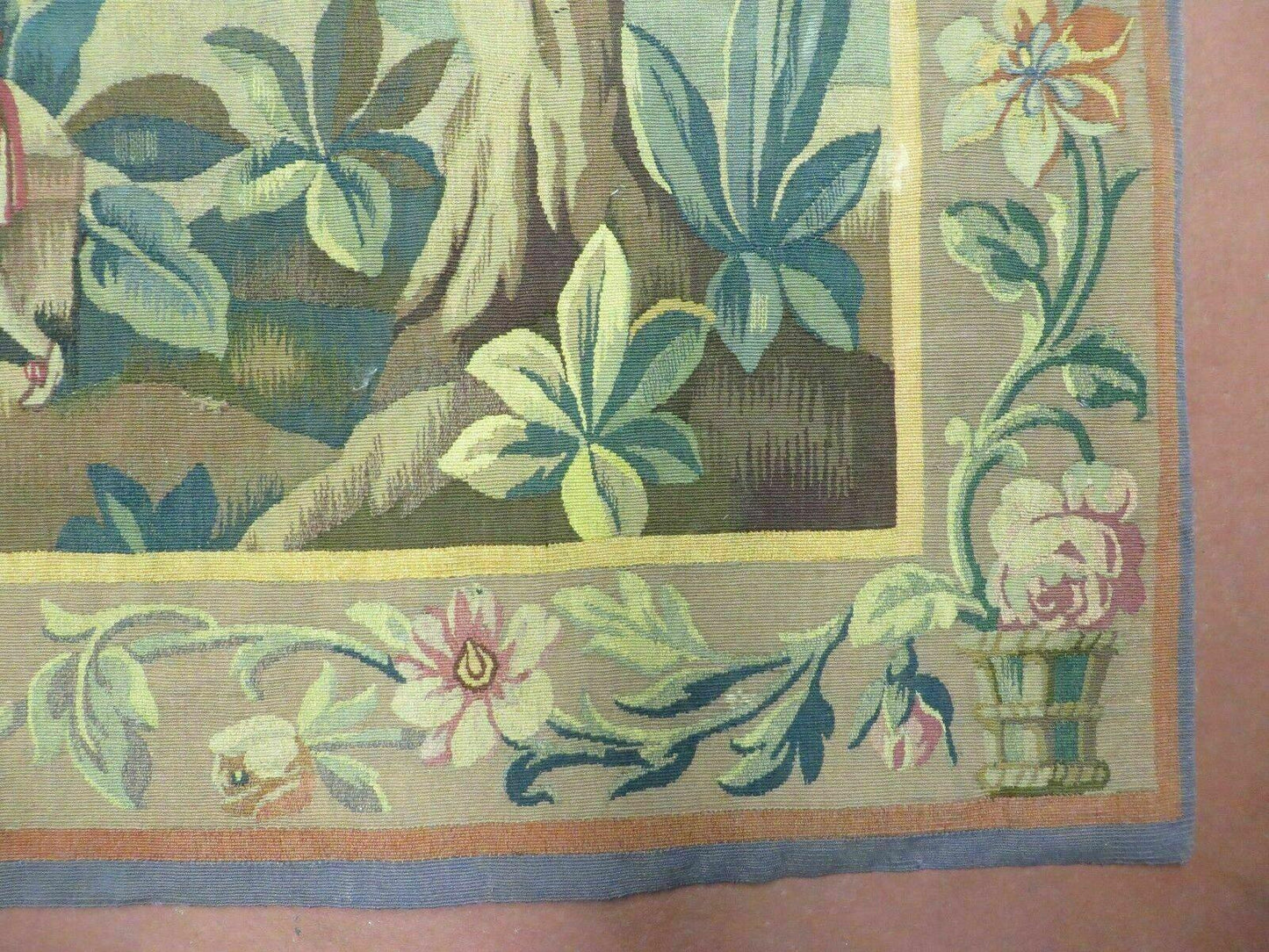 Antique French Tapestry Aubusson Style Nature Handmade One Of A Kind Rare