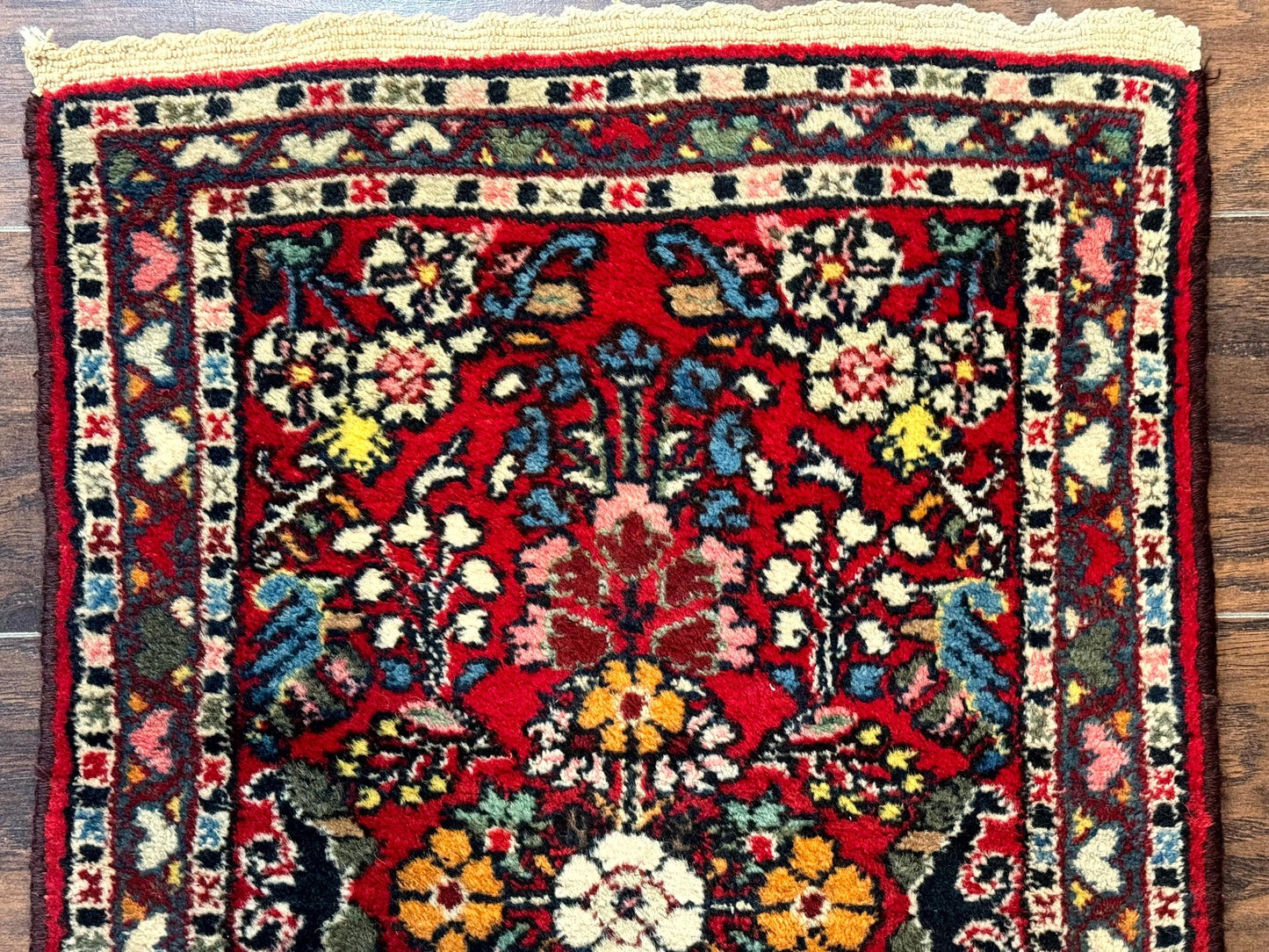 Small Persian Tribal Rug 2x3, Red Colorful Small Hamadan Carpet, Antique Persian Rug