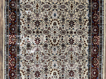 Sino Persian Silk Rug 3x5 Handmade Vintage Silk Carpet With Allover Motif