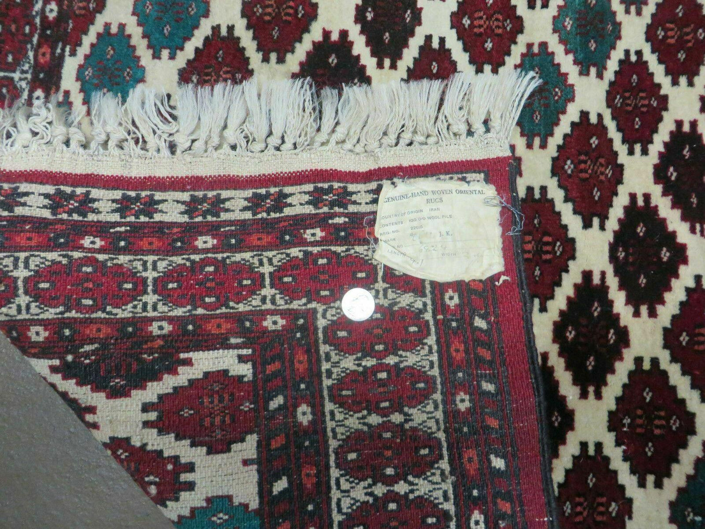 Vintage Handmade Bokhara Turkoman Wool Rug 41x46 Inches Two Sided Reversible