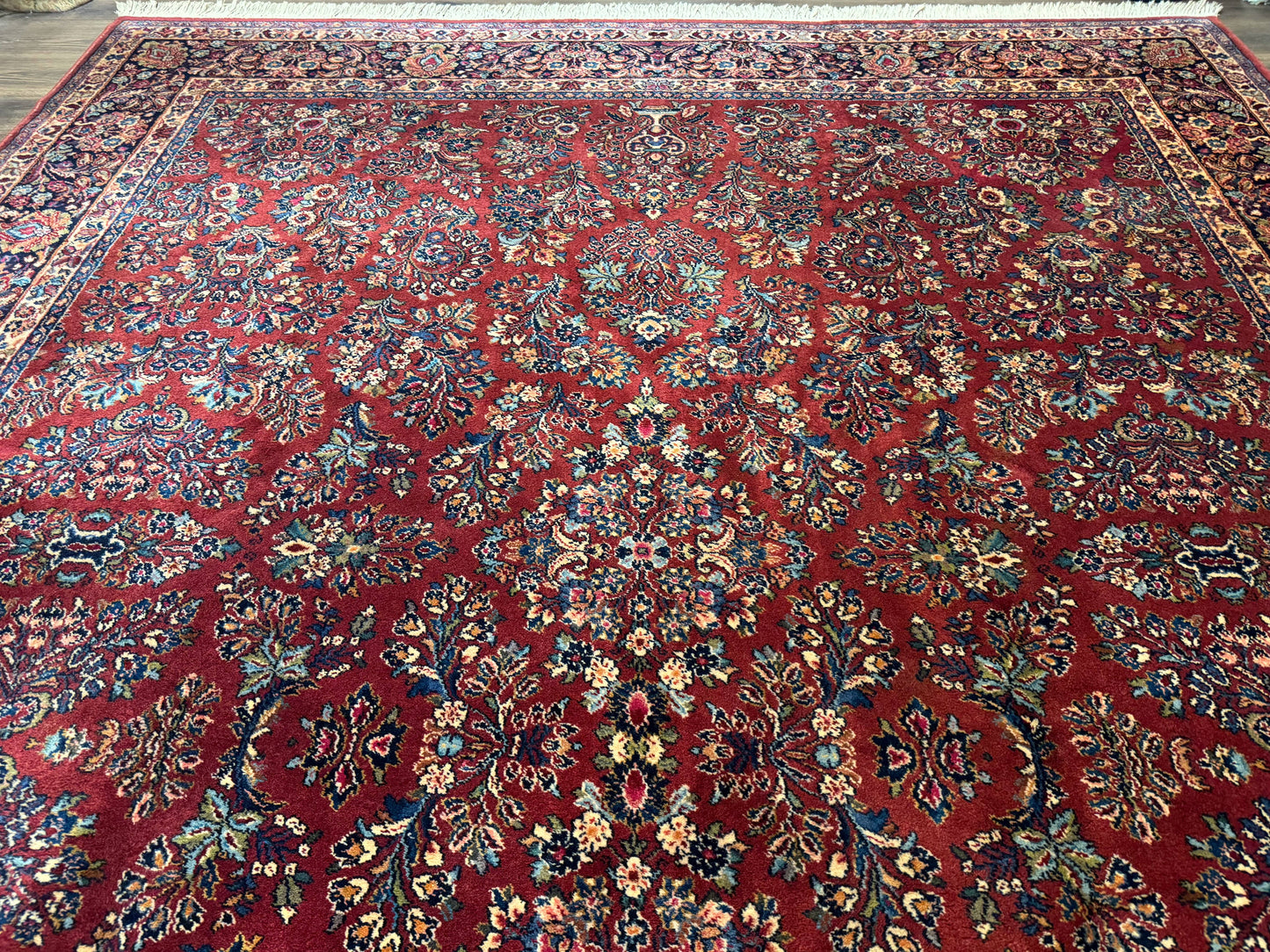Karastan Rug 10x14, Red Sarouk #785, Wool Original 700 Series