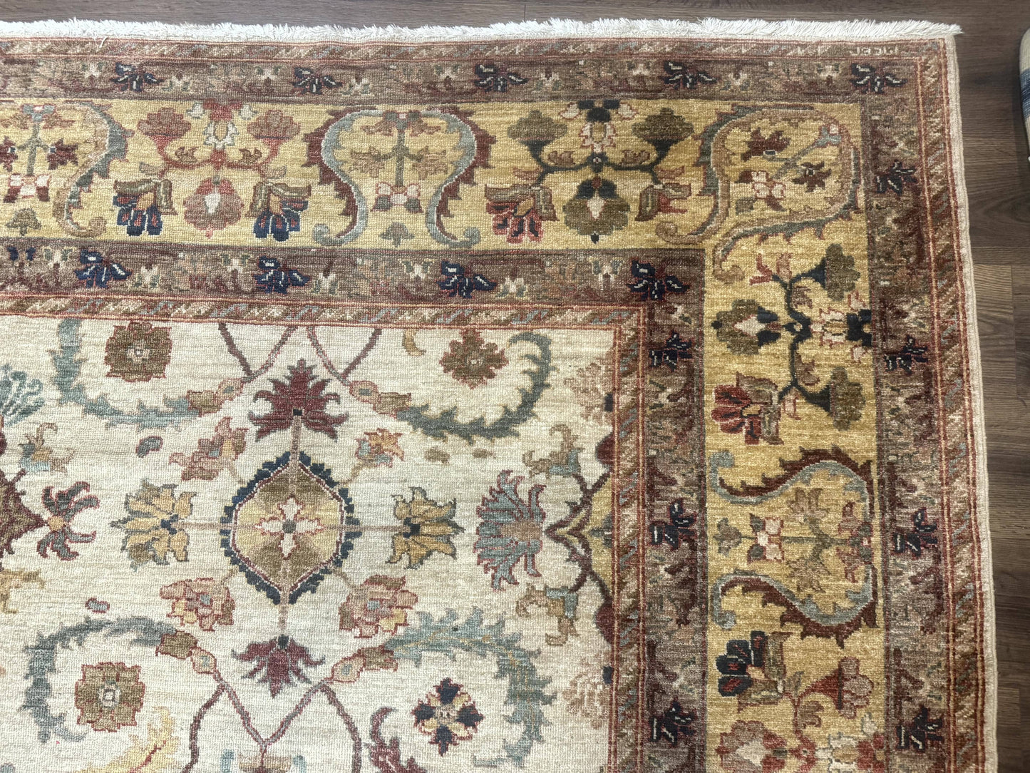 Egyptian Rug 9x12, Mahal Sultanabad Carpet, Handmade Wool Rug, Oatmeal Color
