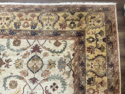 Egyptian Rug 9x12, Mahal Sultanabad Carpet, Handmade Wool Rug, Oatmeal Color