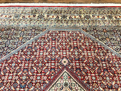 Bidjar Rug Square 10x10 Indo Persian Handmade Wool Carpet Red Vintage