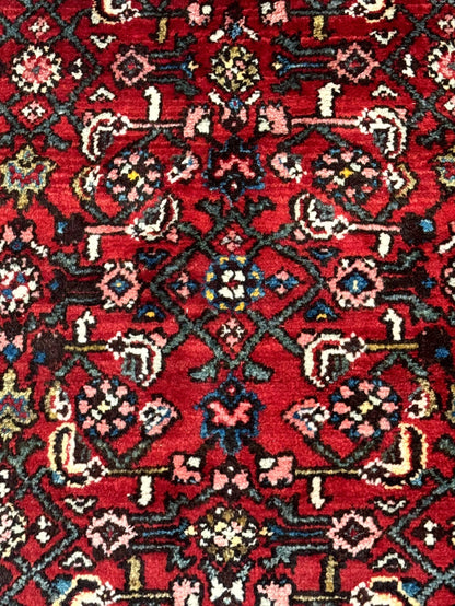 Red Persian Rug 4x7, Village Rug, Wool Vintage Carpet