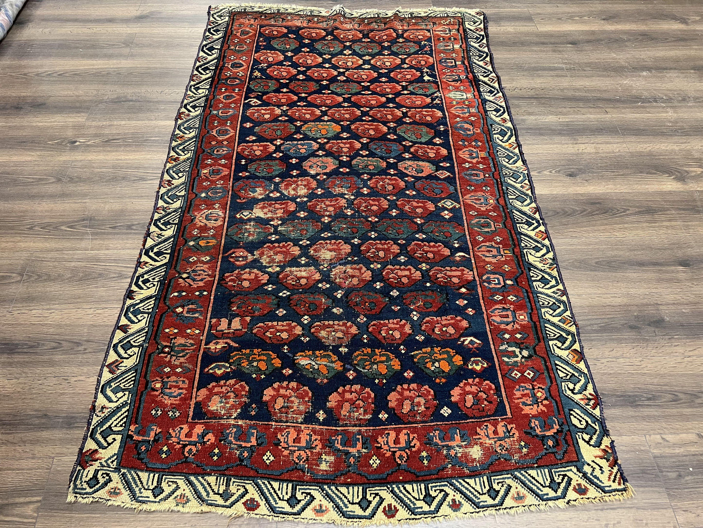 Seychour Rug 4x7 Hand Knotted Wool Antique Caucasian Carpet