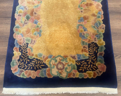 Chinese Wool Rug 3x5 Handmade Vintage Carpet Peking Style Handcrafted