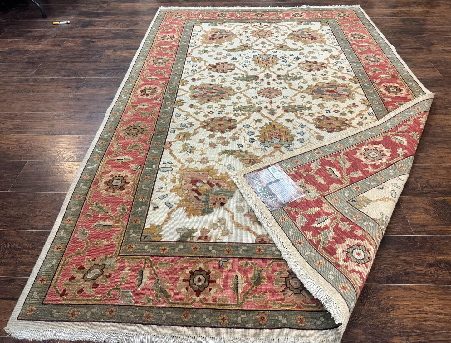 Flatweave Soumak Rug 6x9 Wool Handmade Floral Ivory Nourison