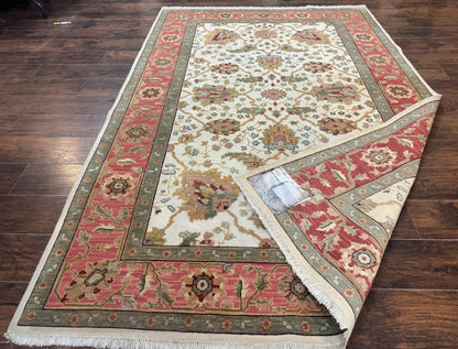 Flatweave Soumak Rug 6x9 Wool Handmade Floral Ivory Nourison