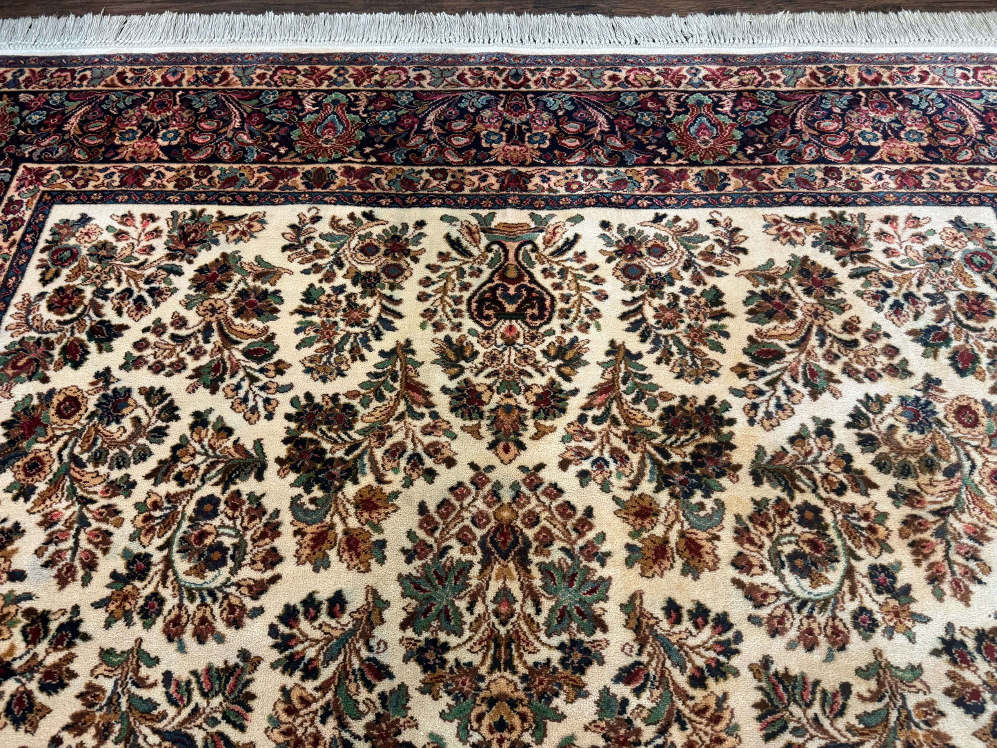 Karastan Ivory Sarouk Rug 8.8 x 12 Wool Pile Vintage 700 Series