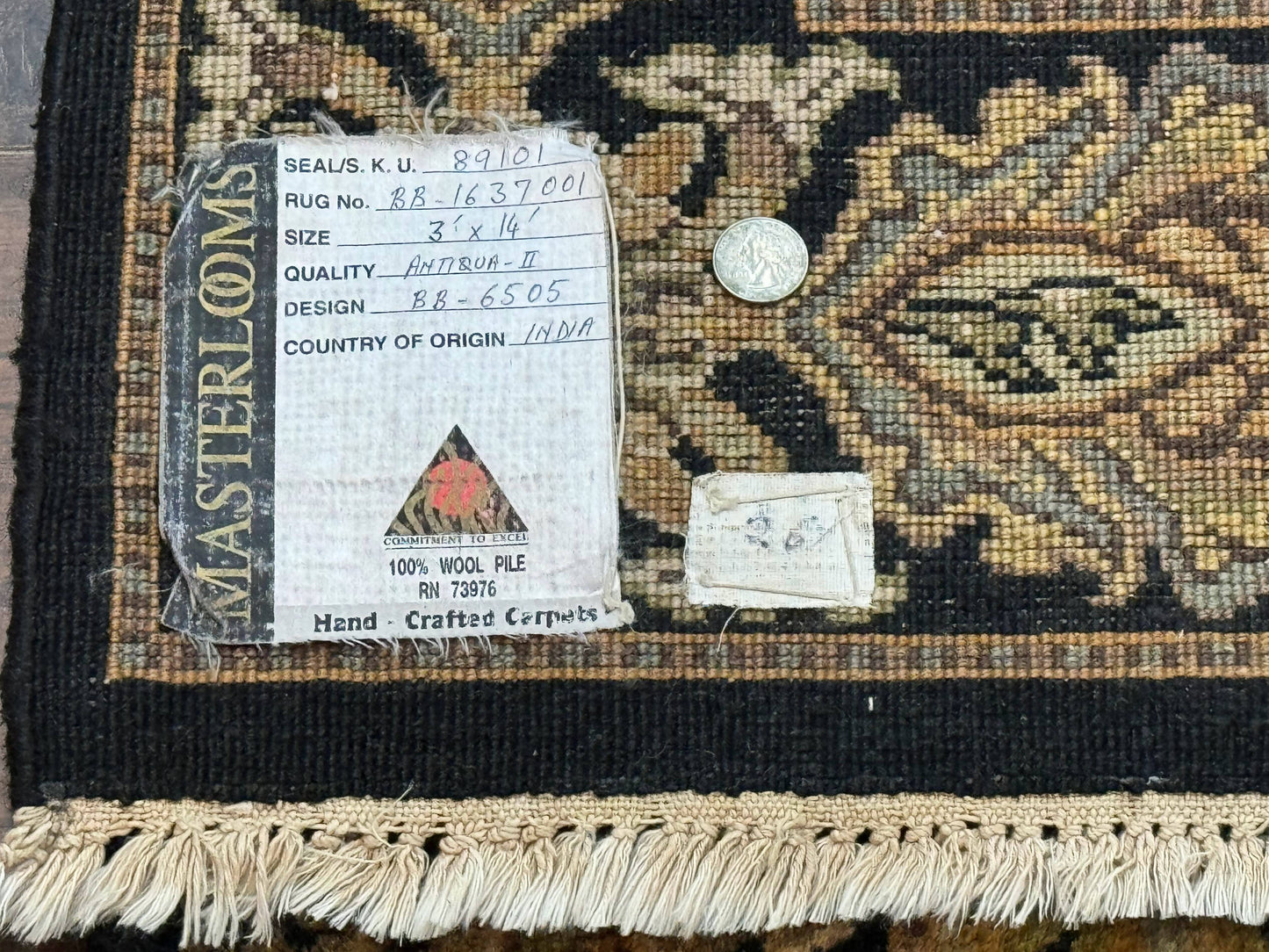 Indian Runner Rug 3x14, Panel Design, Oriental Carpet for Hallway