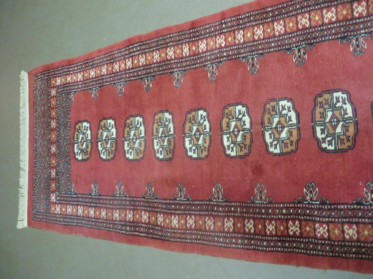 2' 8" X 10' Vintage Handmade Bokhara Turkoman Pakistani Wool Runner Rug Nice