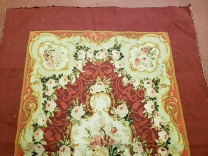 Antique French Aubusson Rug Savonnerie Needlepoint 3x5 Handmade Includes Free Padding
