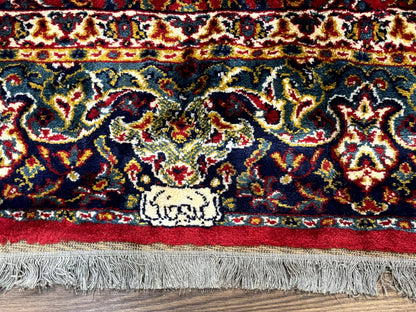 Red Persian Rug 6x9 Medallion Ardebil Design Vintage Power Loomed Carpet