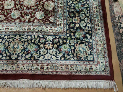 Handmade Sino Persian Rug 9x12 Floral Allover Tabriz Design Maroon And Navy