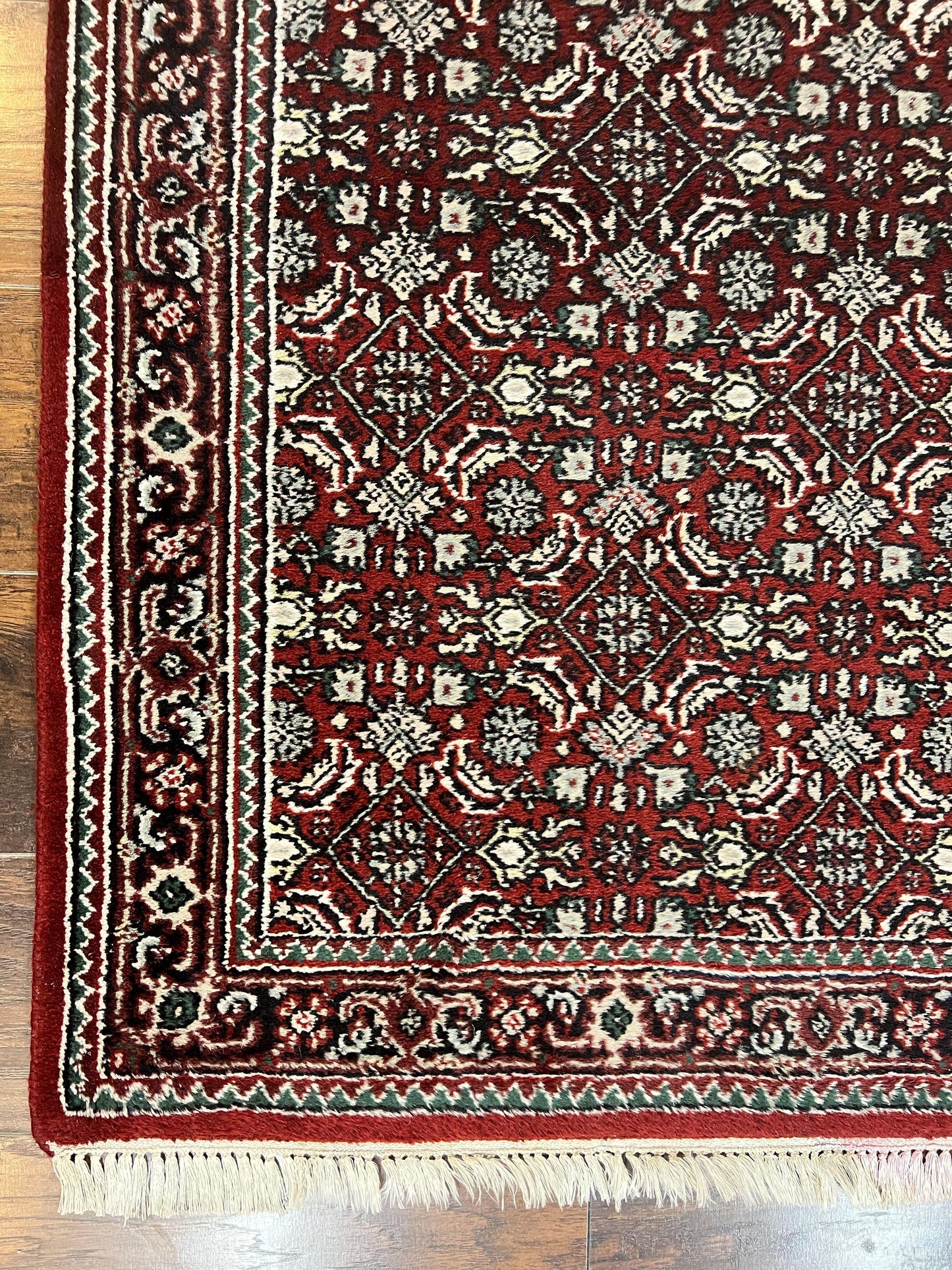 Indo Persian Runner Rug 2.7 x 8, Wool Hand Knotted Vintage Carpet, Red Black, Herati Allover Pattern, Oriental Runner, Rug for Hallway