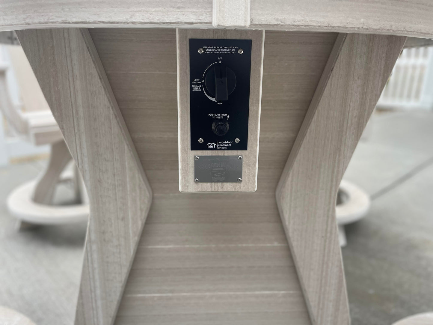 Shelly Round Fire Table 44 Inch Outdoor Counter Height HDPE Lumber