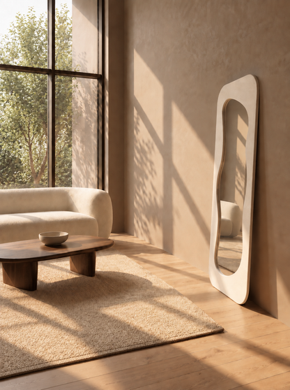 Sculptural Wavy Floor Mirror | Handmade Modern Mirror