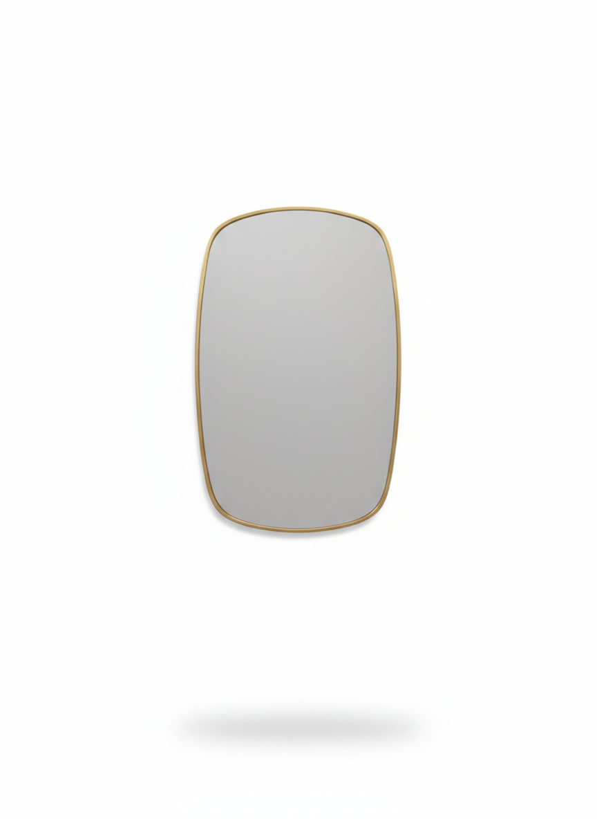 brass wall mirror in white background 