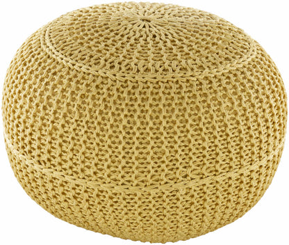 Gardenville Pouf Contemporary Outdoor Knitted Pouf in Bright Yellow for Patios and Gardens