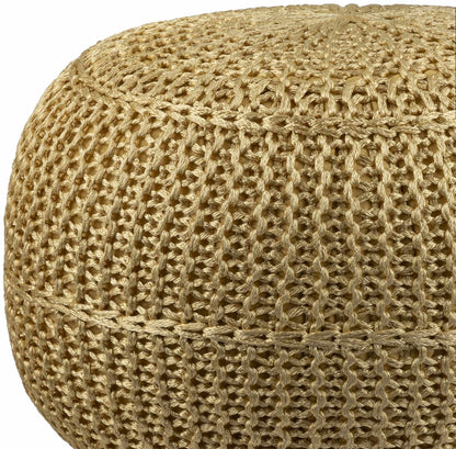 Gardenville Pouf Contemporary Outdoor Knitted Pouf in Bright Yellow for Patios and Gardens