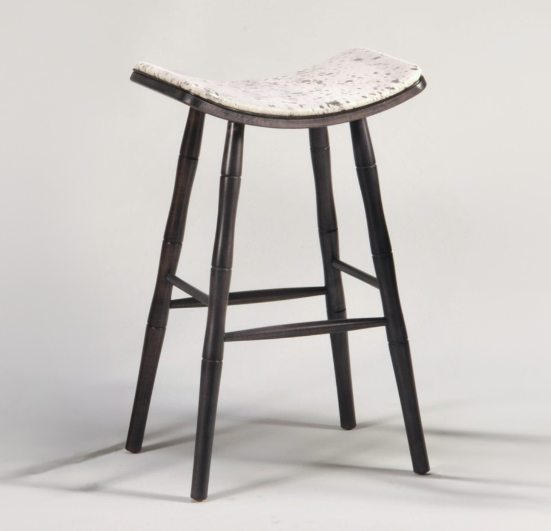 Bar stool with a curved seat on a light gray background