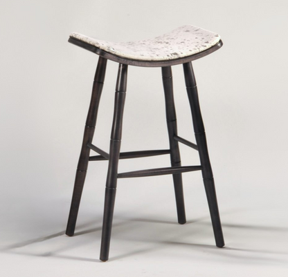 Bar stool with a curved seat on a light gray background