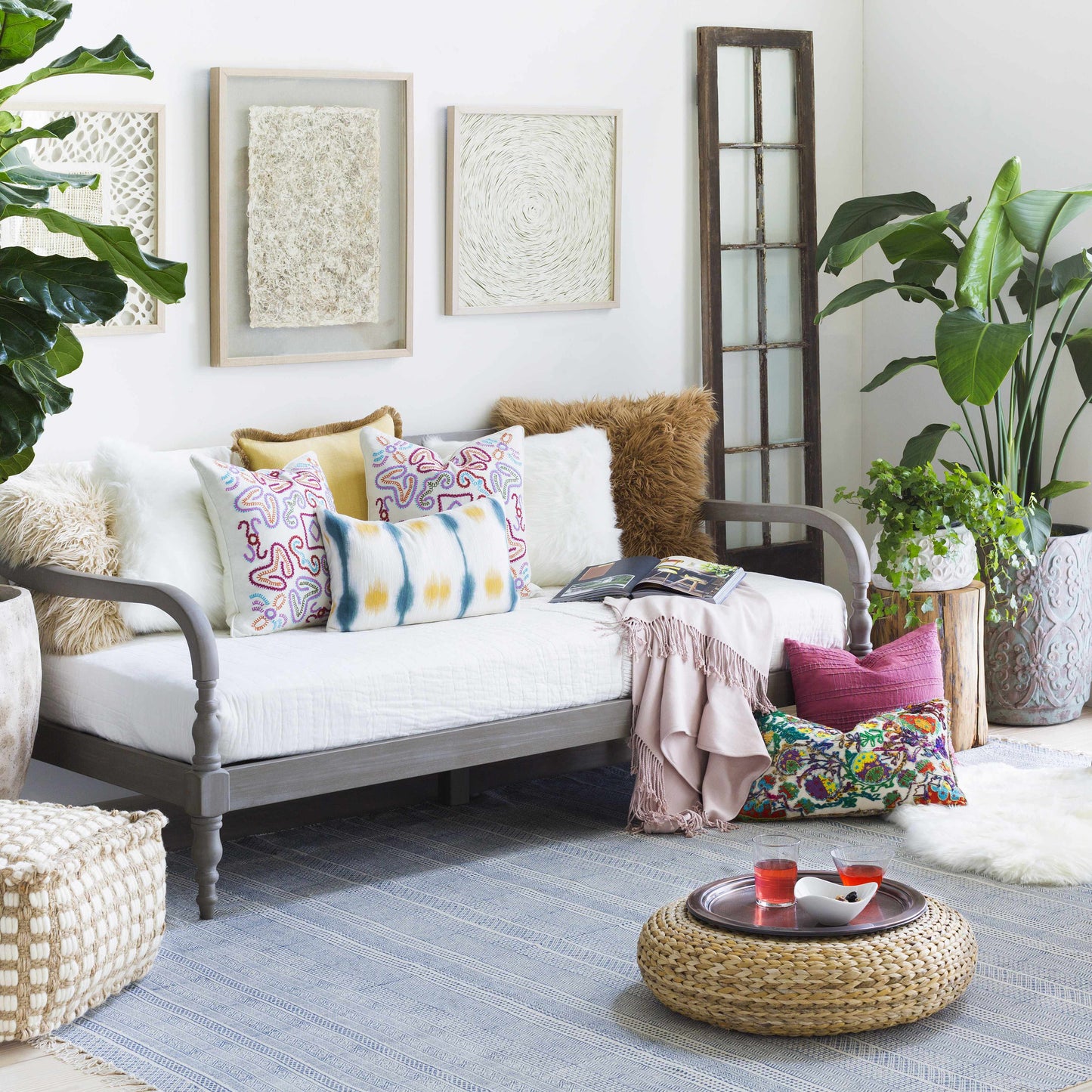 Brookneal Pouf Woven Textured Seating