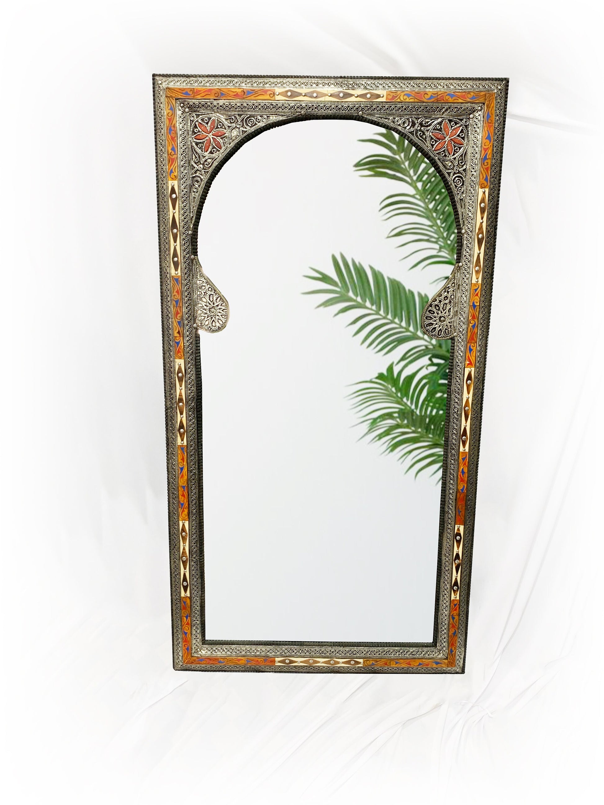 a mirror that has a plant in it