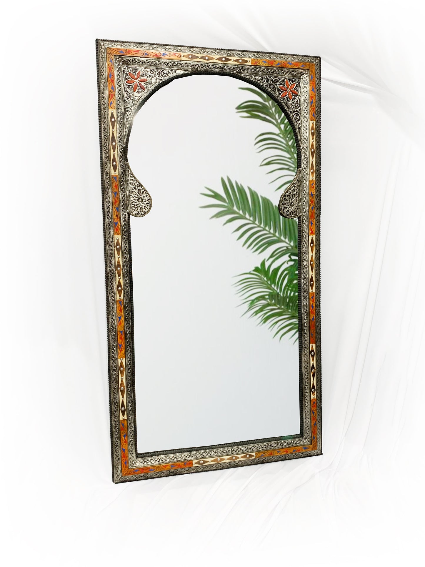 a mirror that has a plant in it