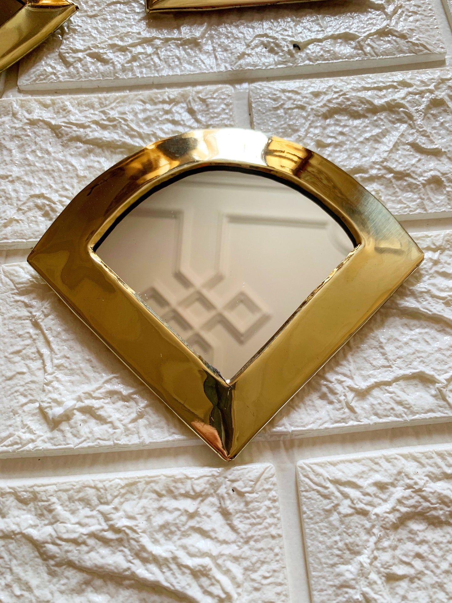 Set of 6 unlacquered Brass Mirror - Decorative Mirror