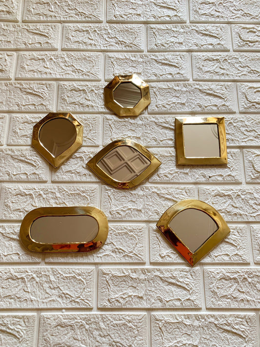 Set of 6 unlacquered Brass Mirror - Decorative Mirror