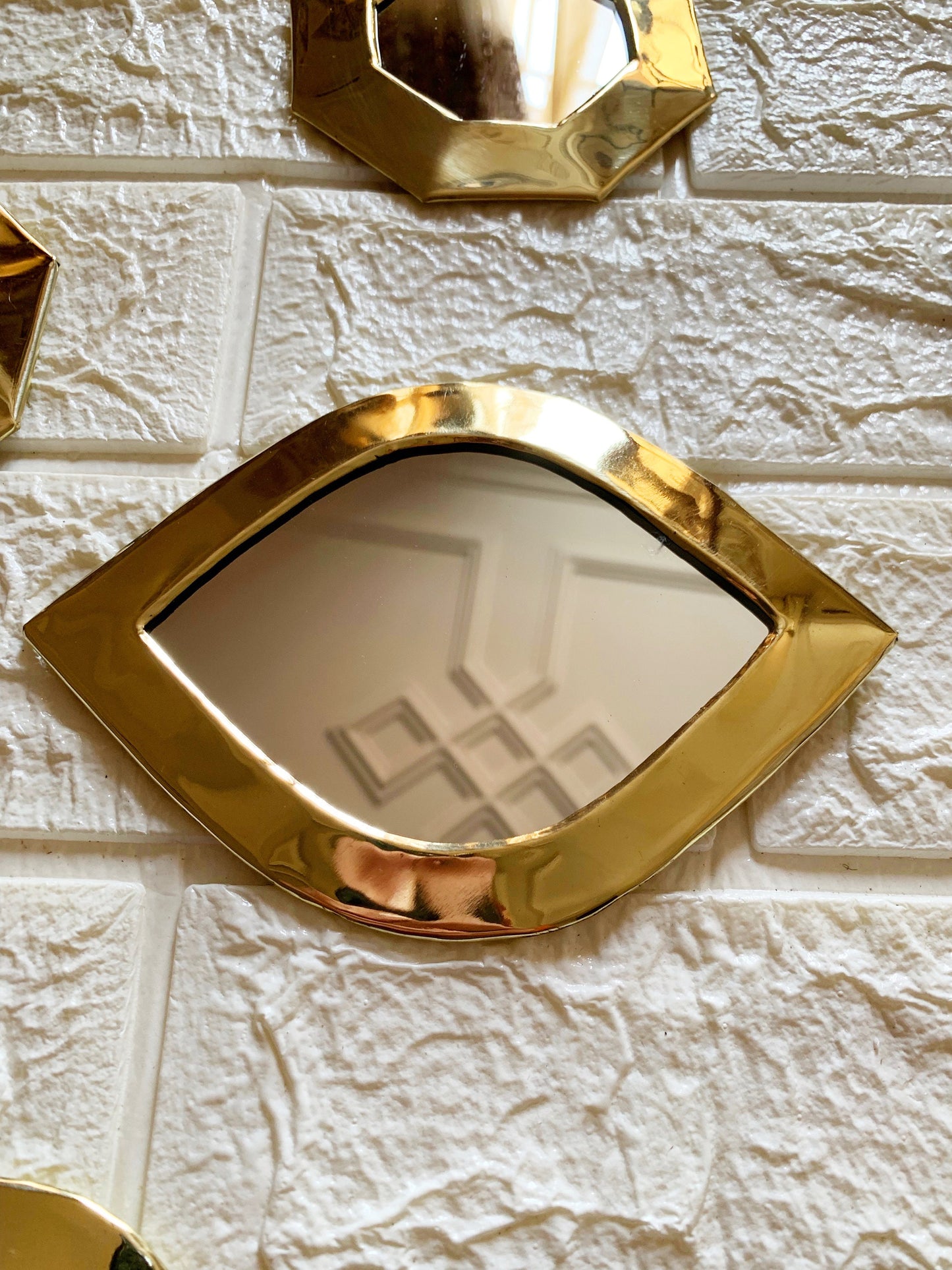 Set of 6 unlacquered Brass Mirror - Decorative Mirror