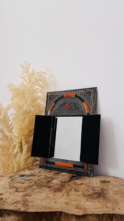 Vintage Moroccan Brass and Bone Wall Mirror - Gifts