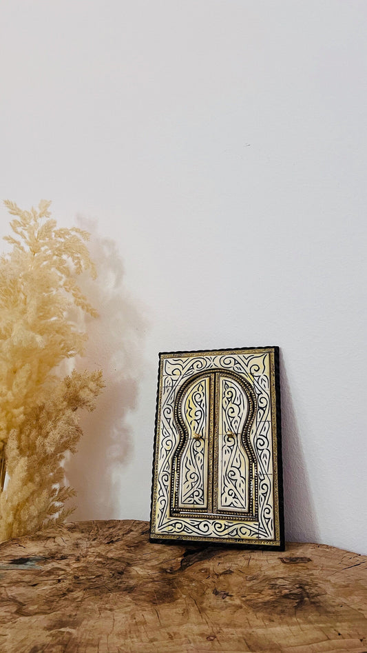 Handmade Moroccan Bone Inlay Wall Mirror - Black Vintage Home Decor