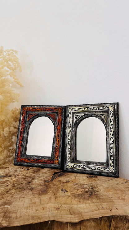 Handmade Moroccan Bone Inlay Wall Mirror - Small Christmas Gift for Her