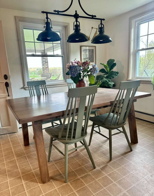 Glayden Modern Slanted Post Leg Table With Solid Wood Top Options