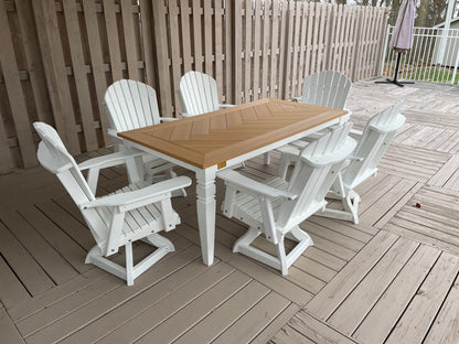 Java Leg Outdoor Dining Table With Custom Wood Grain Finish And Durable Poly Construction