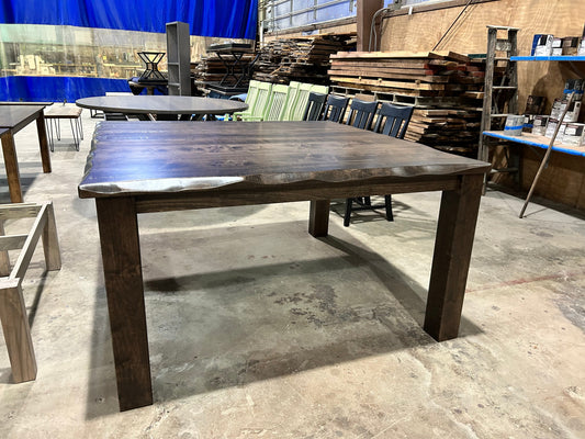 Pub Height Farmhouse Table Handcrafted From Rough Cut Wood With Distressed Finish
